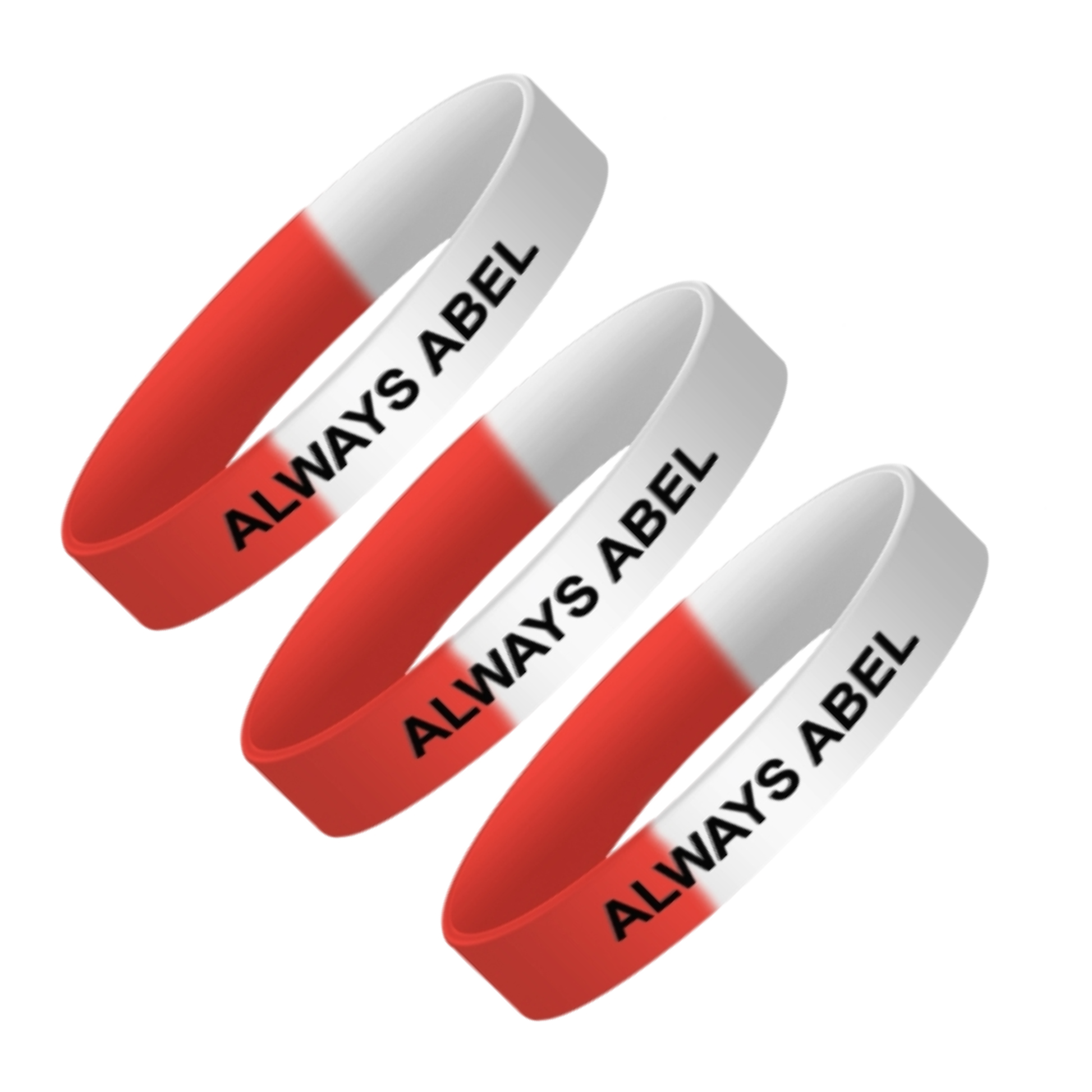Motivational Wristbands- Always Abel- Rise Move Conquer Your Day | 3 Pack bundle Red/White